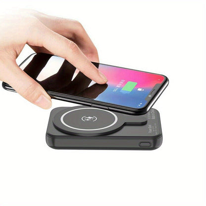 20000mAh Magnetic Wireless Power Bank with Lower-Edge Wired Ports, Side Button and Black or Pink Finish