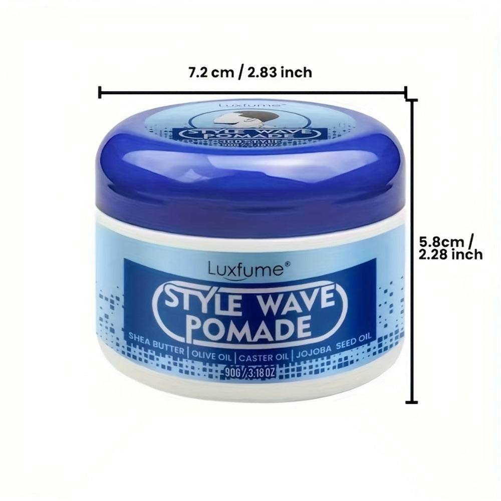 Wave Pomade Strong Hold & Edge Control 3.18oz 2-Pack – Luxfume Non-Greasy Hair Styling Cream with Natural Botanical Extracts, 360 Waves