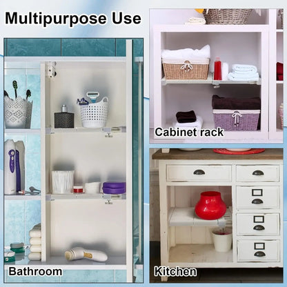 Adjustable Tension Shelf Rod Metal Storage Rack Expandable 18.9-31.5 Inch Closet Organizer for Home Cooking, Dining and Outdoor Meals