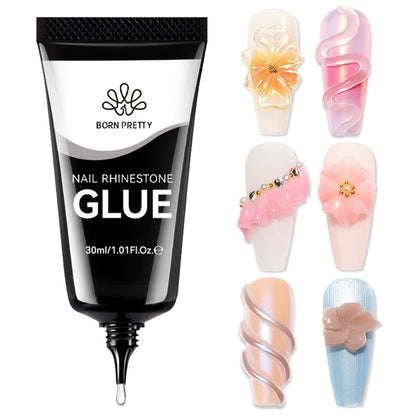 Rhinestone Glue Gel 2pcs Strong Bond 1.01oz Each – Professional Nail Charm Adhesive for 3D Gems, Crystals & Bling Decorations