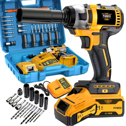 Impact Drill Set 21V Cordless with Drill Bit Accessories, Toolbox & Charger, Wireless Impact Wrench Drill