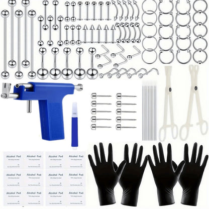 Ear Piercing Kit 124PCS Professional Body Piercing Set with Piercing Gun for Entryways, Bedrooms and Living Spaces