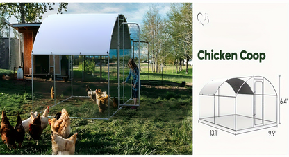 Walk-in Chicken Pen Large Metal Outdoor Poultry Enclosure Cover Yard Cage for Chickens Ducks Rabbits 3 Sizes Available