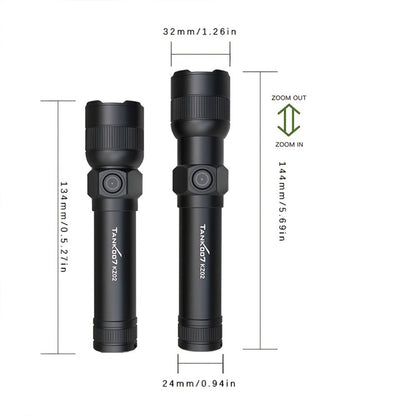 Mini LED Flashlight 18650 Rechargeable Battery, Adjustable Focus & Brightness Zoomable Compact Torch