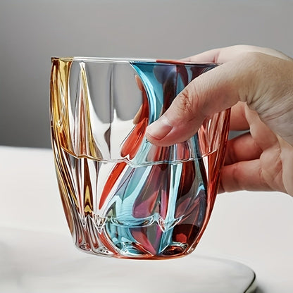 Hand-Painted Crystal Wine Glass 150ml – Czech Crystal Three-Color Luxury Short Cup for Red Wine & Whiskey – Artistic Decorative Glassware