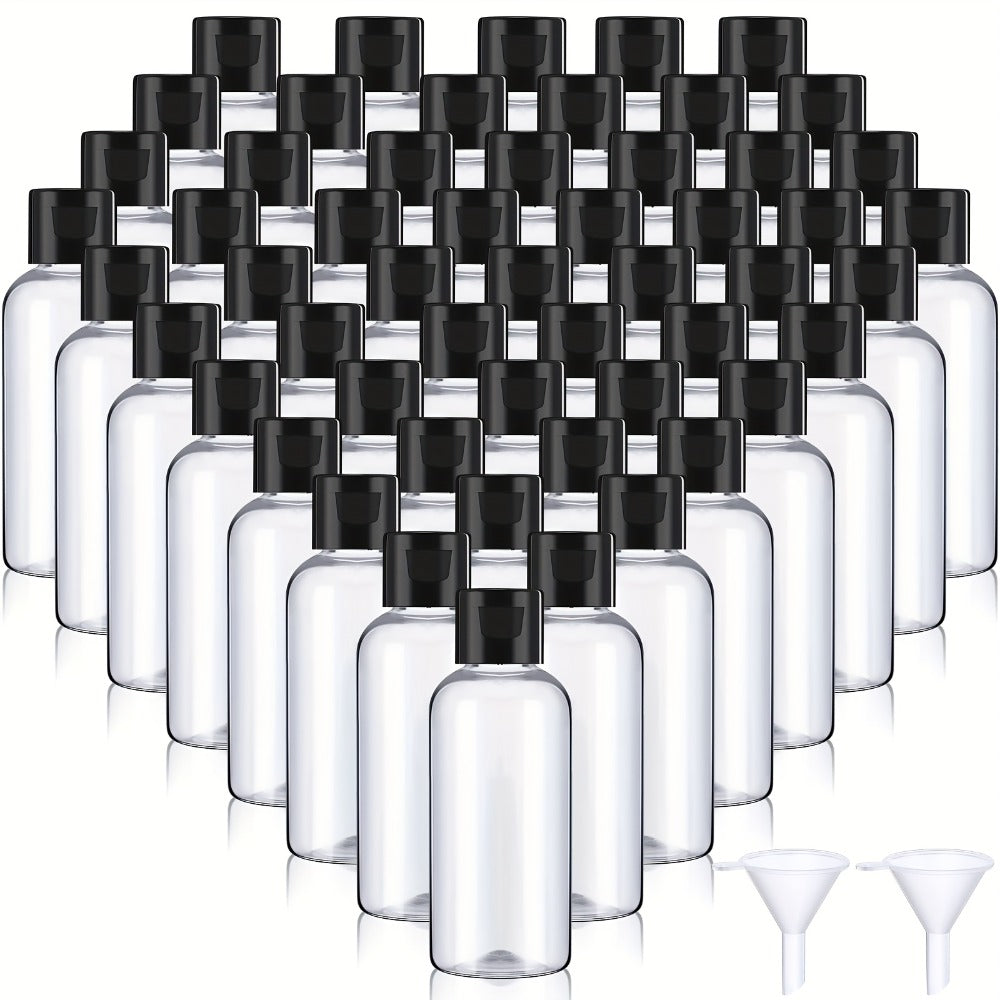 Squeeze Bottles 2oz Flip Cap 100 Pack Clear Plastic Refillable Travel Dispenser Containers BPA Free for Shampoo Lotion Conditioner Liquid