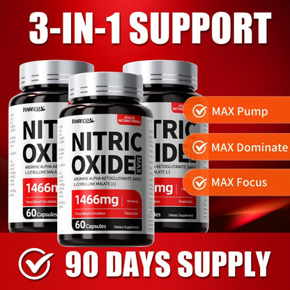 Nitric Oxide Supplement for Men, 800mg AAKG L-Arginine L-Citrulline Beetroot Capsules, Natural Energy & Focus Formula
