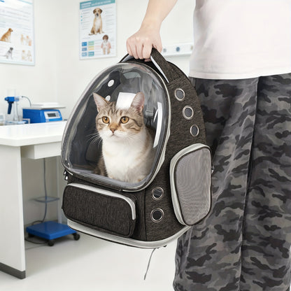 Cat Carrier Backpack Bubble Window Space Capsule Transparent Breathable Travel Bag for Cats & Kittens, Airline Approved Zipper & Pet Door