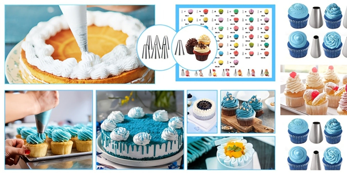 386 Pcs Cake Decorating Baking Set with Piping Nozzles & Frosting Tips, Complete Beginner Baking Tool Kit with Floral Nozzles