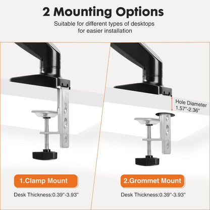 Gas Spring Monitor Arm Single Dual, Desk Mount for 13-32 Inch Screens up to, Adjustable Height, 360° Swivel