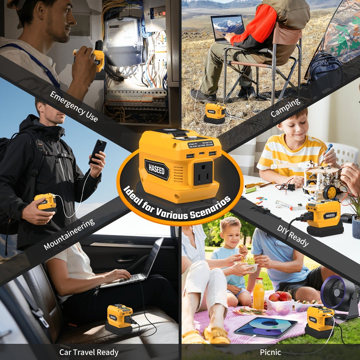 Power Inverter for an Everyday Personal Care Routine, with the Listed Configuration, for Everyday Use and Organized Storage