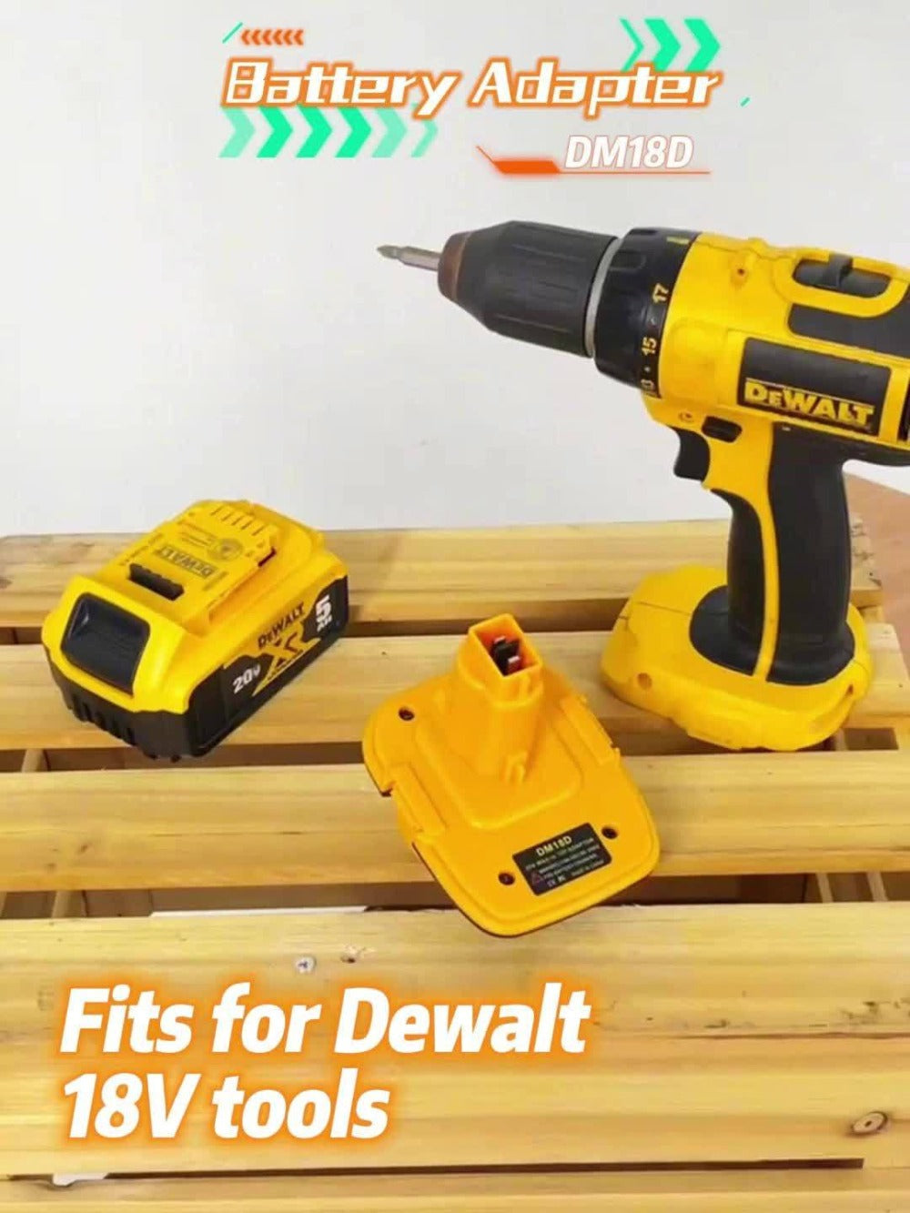 DM18D Battery Adapter for DeWalt 18V XRP NiCad NiMh Cordless Tools Compatible with DeWalt 20V for Entryways, Bedrooms and Living Spaces