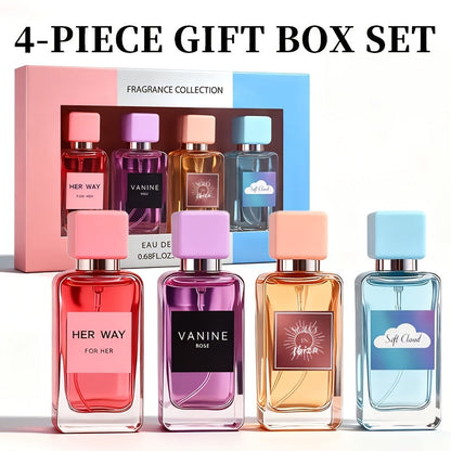 Perfume Gift Set Aroma Allure Four 20ml Eau de Parfum Sprays in Pink Blue Windowed Box for Women