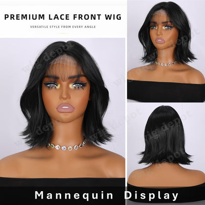 Synthetic Wig 4x1 U-Part Lace Front Bob, 14-Inch Middle Part with Six Color Choices for Cosplay
