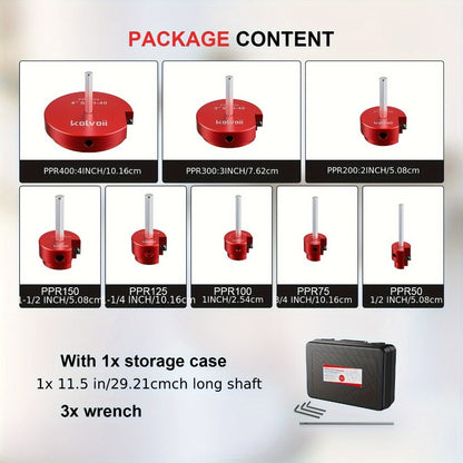 PVC Pipe Reamer Kit 8pcs – Fitting Saver for SCH 40 Plastic Pipe, Aluminum Alloy Body with 11.5" Hex Shaft