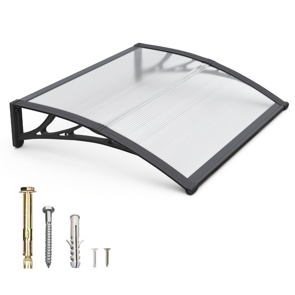 Window Awning Door Canopy Polycarbonate Overhang, UPF 50+ UV & Rain Protection, Leak-Proof Hollow Sheet
