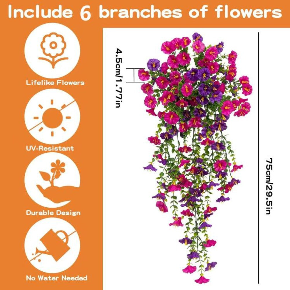 Artificial Rose Vine Hanging Garland 3pcs 216 Flowers – High-Density UV-Resistant Faux Rose Flower Vines with Realistic Roses & Foliage