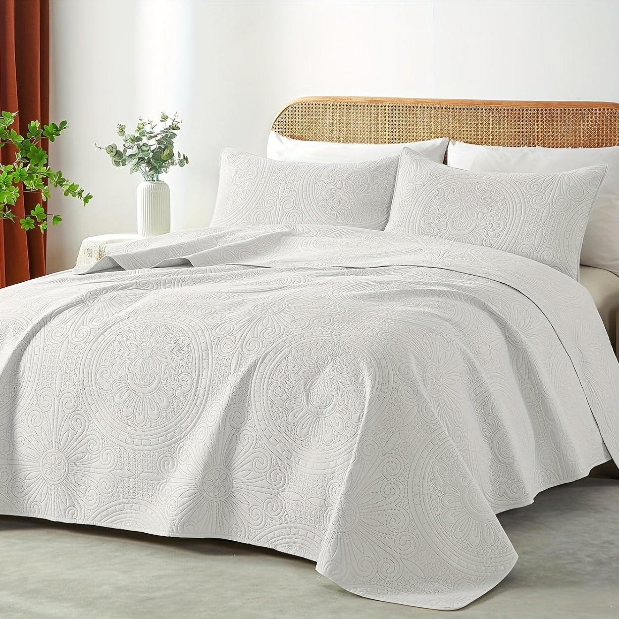 Quilt Set 2-3pcs – Lightweight Microfiber Bedspread Coin Pattern Coverlet All Seasons Twin Full Queen King Cal King