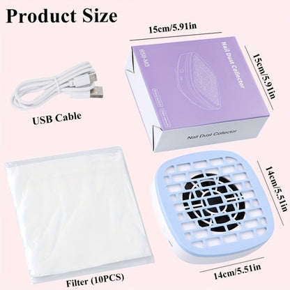 Nail Dust Collector Desktop USB Electric Nail Vacuum Fan Powerful Suction Powder Removal Machine with Filter