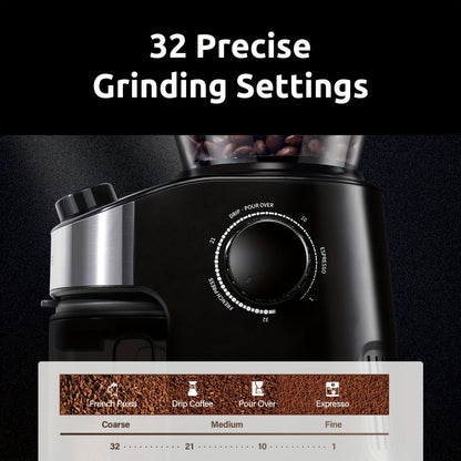 Burr Coffee Grinder Electric, 25 Precise Grind Settings, 40-Second Digital Timer, Adjustable Burr Mill