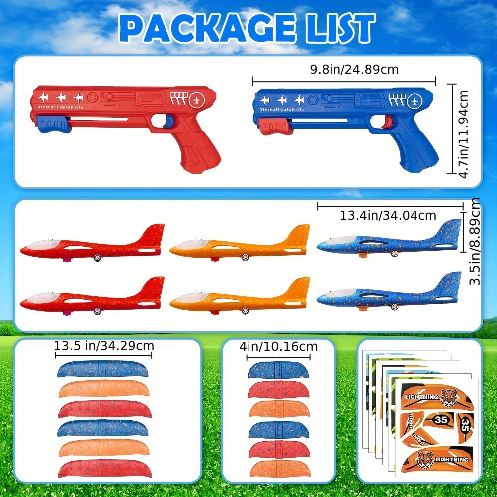 Airplane Launcher Toy Set with 3 Planes & Stickers for Kids Ages 3-12 with the Listed Color, Size or Set Options for Everyday Use
