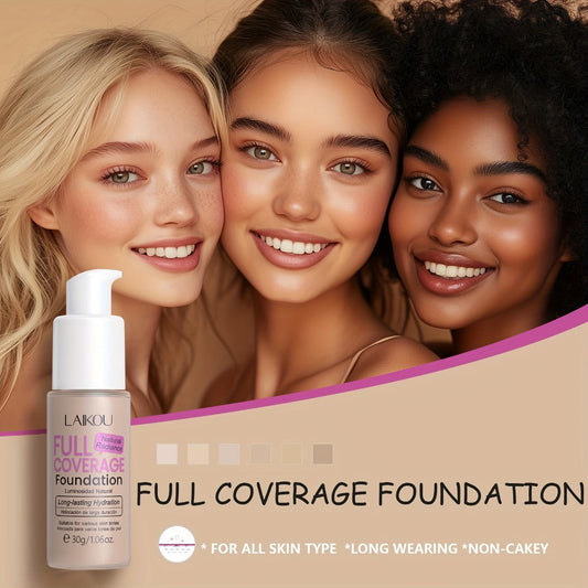 LALKOU 30g Liquid Foundation Two-Bottle Set with Pump Dispensers and Six Shades from Ivory to Tan