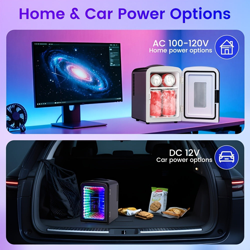 Skincare Mini Fridge 4 Liter - Beauty Refrigerator with Mirrored Door & LED Light, Portable Cosmetic Cooler for Skincare