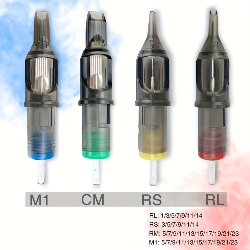 Round Liner Tattoo Cartridge Needles 50pcs Assorted - #10 Bugpin & #12 Standard 3RL 5RL for Temporary Body Art, Festivals and Costumes