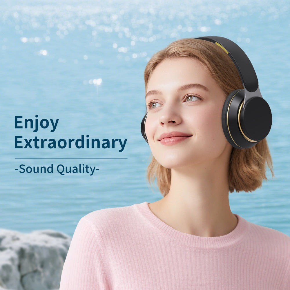Foldable Wireless Over-Ear Headphones with FM Radio, TF Card Playback, 3.5mm AUX, Microphone and Six Colors