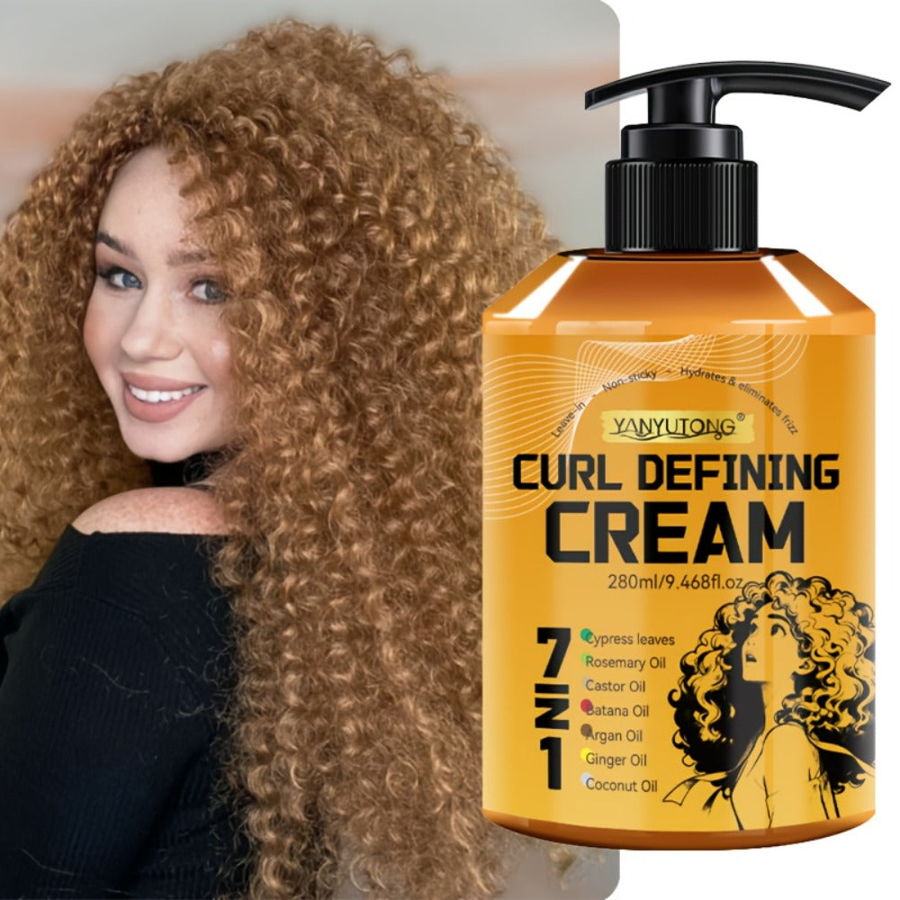 Curl Defining Cream 7-in-1 with Argan Oil & Rosemary Oil 280ml – Frizz Control, Natural Fluffiness & Long-Lasting Hold for Wavy