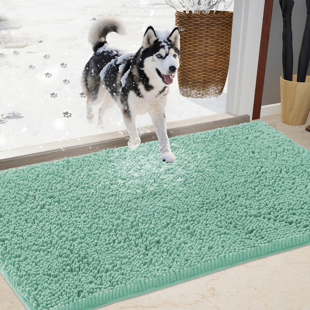 Chenille Doormat Absorbent Non-Slip Washable Indoor Outdoor Mat – Soft Shaggy Entryway Rug for Muddy Paws