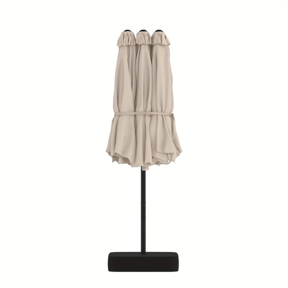 Patio Umbrella 15x9FT Double-Sided Rectangle with Optional 36 LEDs, 12-Rib Frame and Eight Color-Light Options