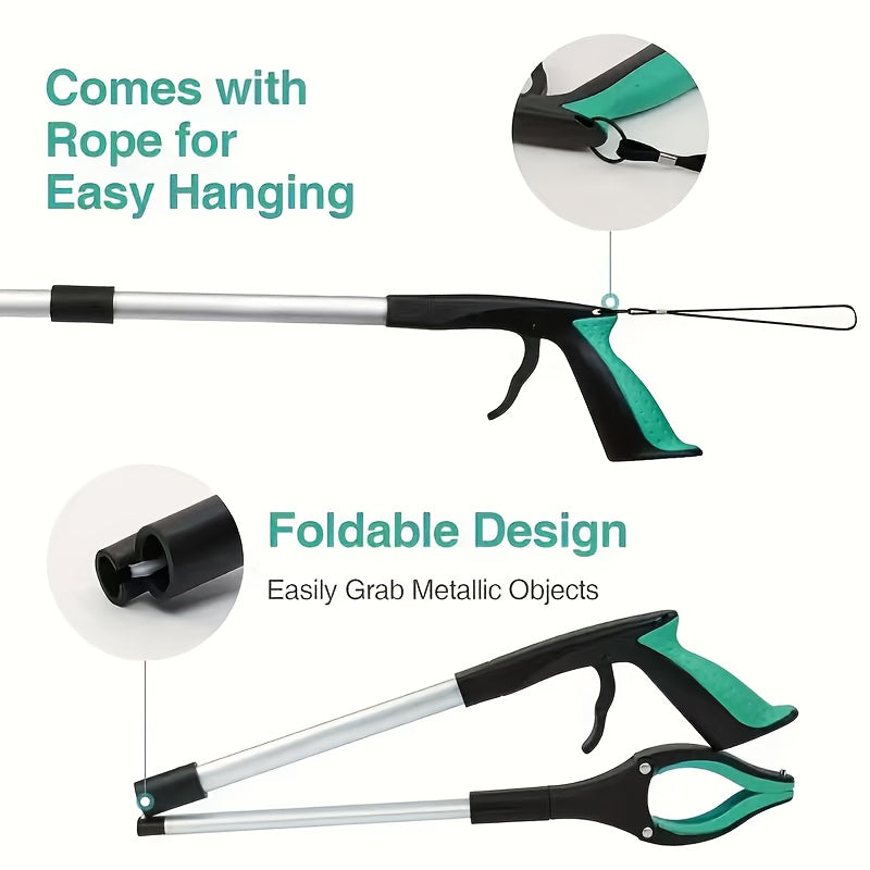 Grabber Tool Reacher 32-Inch Foldable Telescopic – 360° Rotating Jaws & Magnetic Tip Litter Picker, Lightweight Easy-Grip Reaching Tool