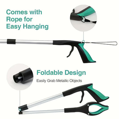 Grabber Tool Reacher 32-Inch Foldable Telescopic – 360° Rotating Jaws & Magnetic Tip Litter Picker, Lightweight Easy-Grip Reaching Tool