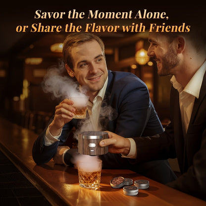 Electric Cocktail Smoker Kit with 6 Wood Chips, Flame-Free USB Rechargeable Whiskey Smoker for Tumblers & Wine Glasses