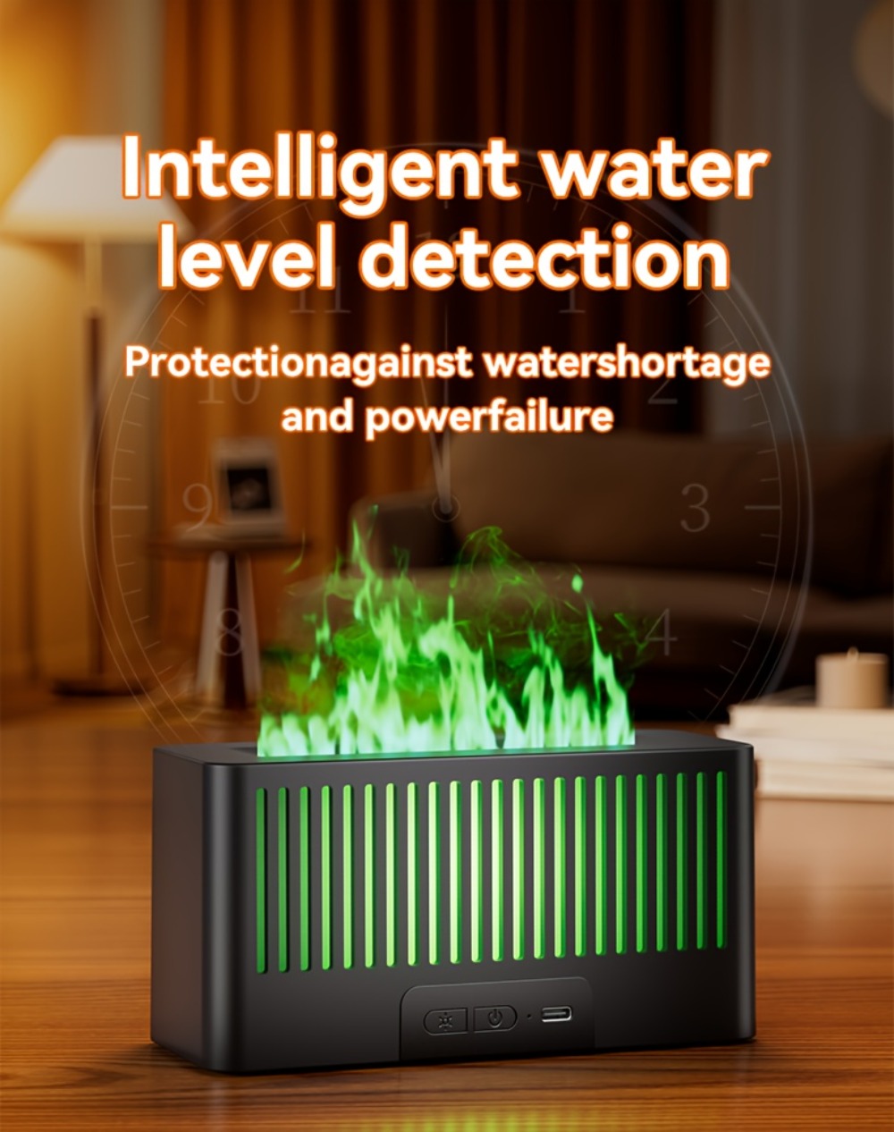 Humidifier Flame-Effect USB Diffuser with Seven LED Colors, Black or White, Single and Two-Pack Options
