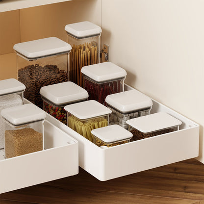 Pull-Out Cabinet Organizer 2-Pack Retractable Slide-Out Storage Bins No Drill Removable Kitchen Pantry Bathroom Shelf Organizer Boho Style