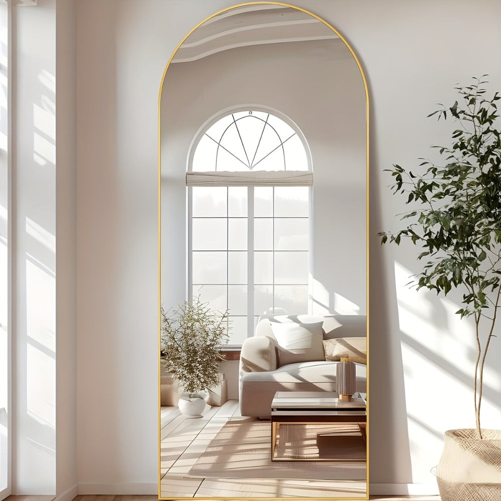 Full Length Mirror Floor Mirror Freestanding 58x18 Inch Arched Full Body Mirror Wall Mounted for Entryways, Bedrooms and Living Spaces