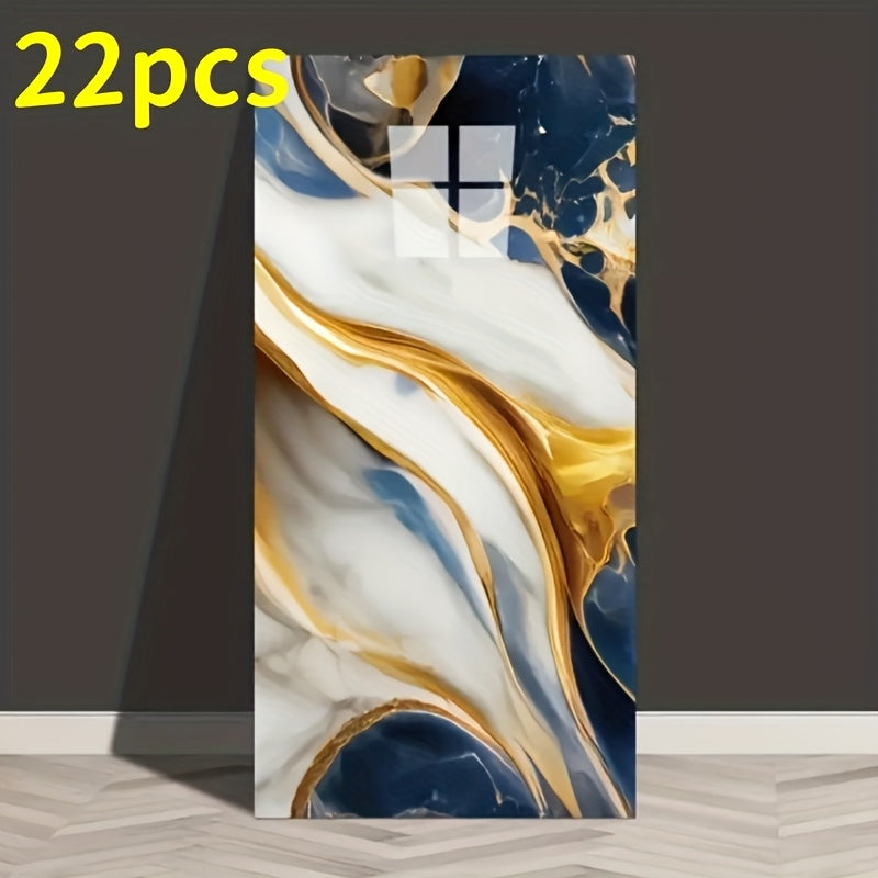 Self-Adhesive PVC Wall Sticker 22pcs Peel and Stick Marble Boho Wallpaper 11.81x23.62in Oil for Entryways, Bedrooms and Living Spaces