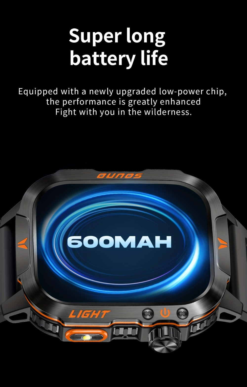 Smart Watch 2.01-Inch Rugged Display with Compass, LED Flashlight, Calling and Three Strap Combinations