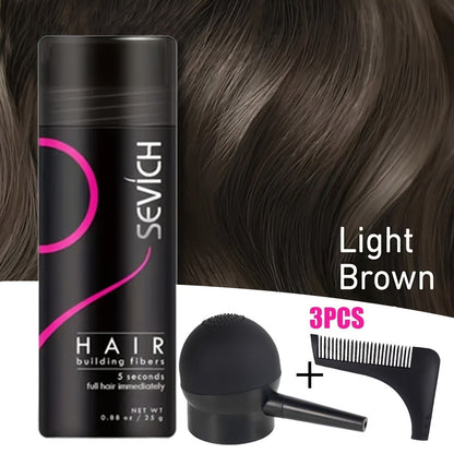 Keratin Hair Fibers 3-Piece Kit with Spray Pump & Optimizer, Instant Thickening Powder for Thinning Hair & Beard