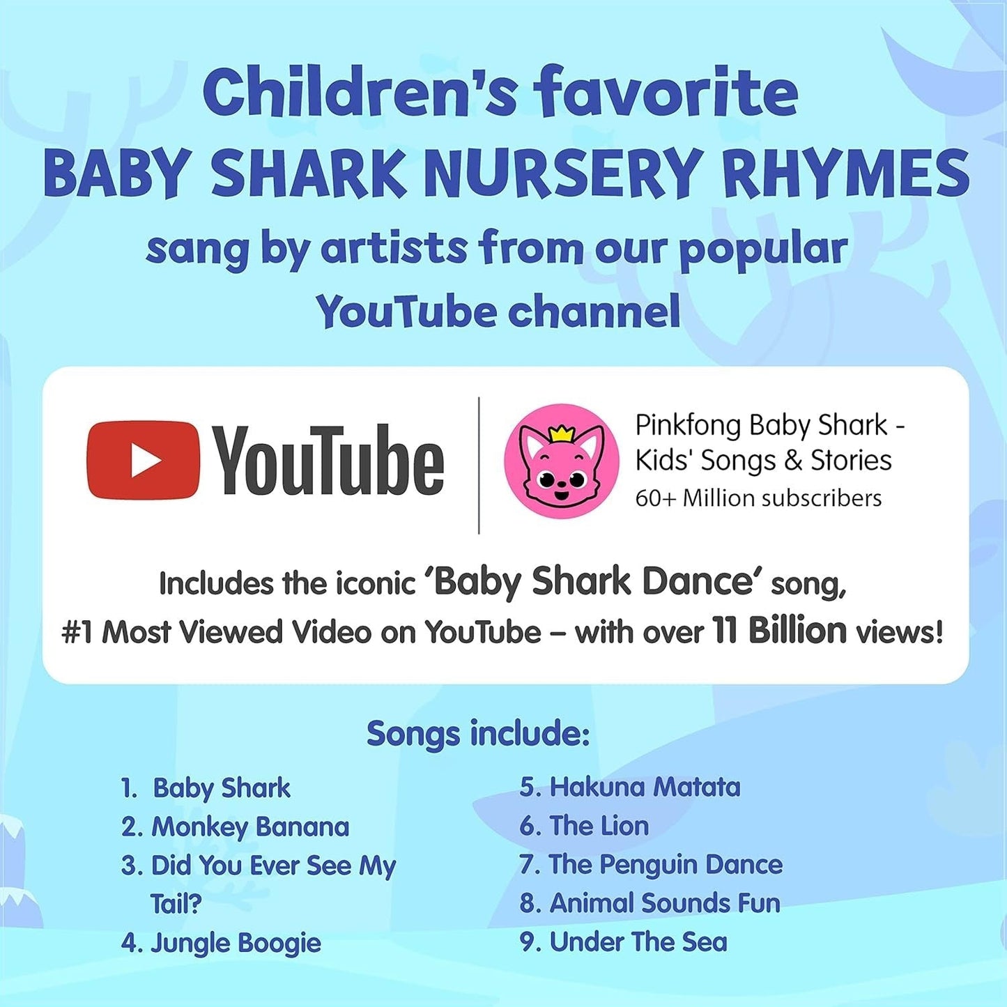 Baby Shark Sound Book for Toddlers, Pinkfong 10-Button Interactive Animal Songs Sing-Along Nursery Rhymes Learning Book Kids Ages 1-3