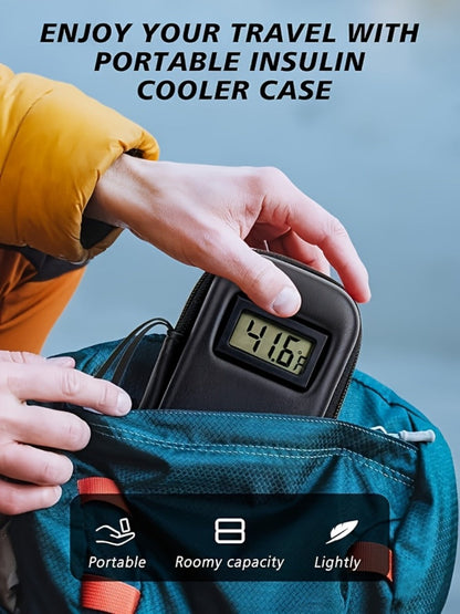 Insulin Travel Case with Temperature Monitor 2 TSA Approved Ice Packs Portable Diabetic Bag for Entryways, Bedrooms and Living Spaces