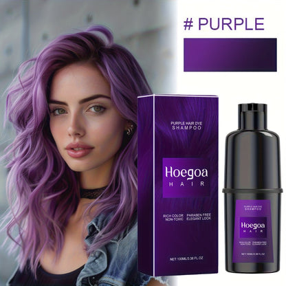 Hair Color Shampoo, Hoegoa Hair 3-in-1 100ml Color Foam with Purple, Black, Red or Brown Options