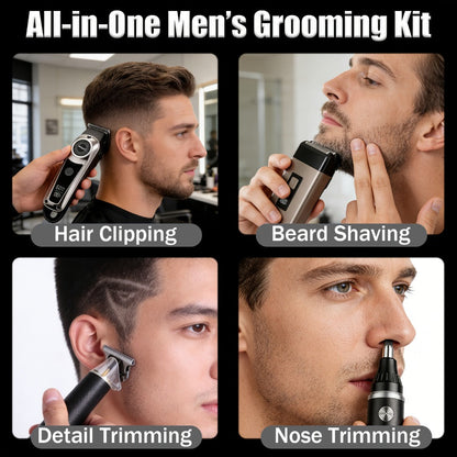 3-in-1 Grooming Kit for Men – Electric Hair Clipper, Nose Hair Trimmer & Shaver Set, USB Rechargeable Lithium Battery Cordless