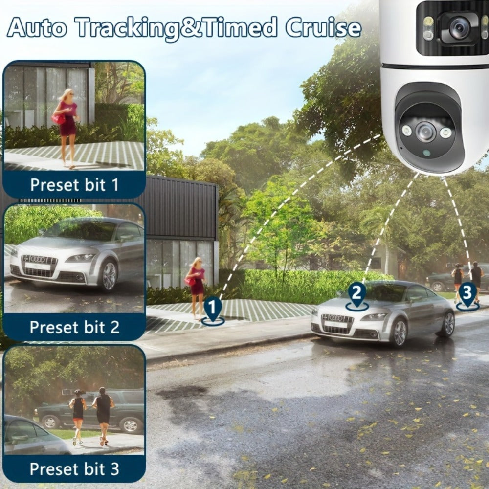 Security Camera 4K Dual-Lens Model with 2160P Video, Dual-Band WiFi, Color Night Vision and Tamper Detection