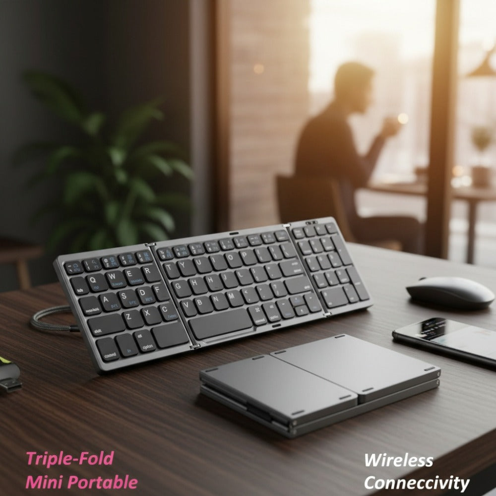 Foldable Bluetooth Keyboard with Numeric Keypad Triple Fold BT5.1 3-Device Multi-Switch USB-C for an Everyday Personal Care Routine