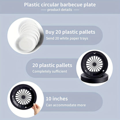 Reusable Plastic Paper Plate Holders Set – 10 Inch Snap-On Groove Design, Thickened Durable Holder for Picnics, BBQ