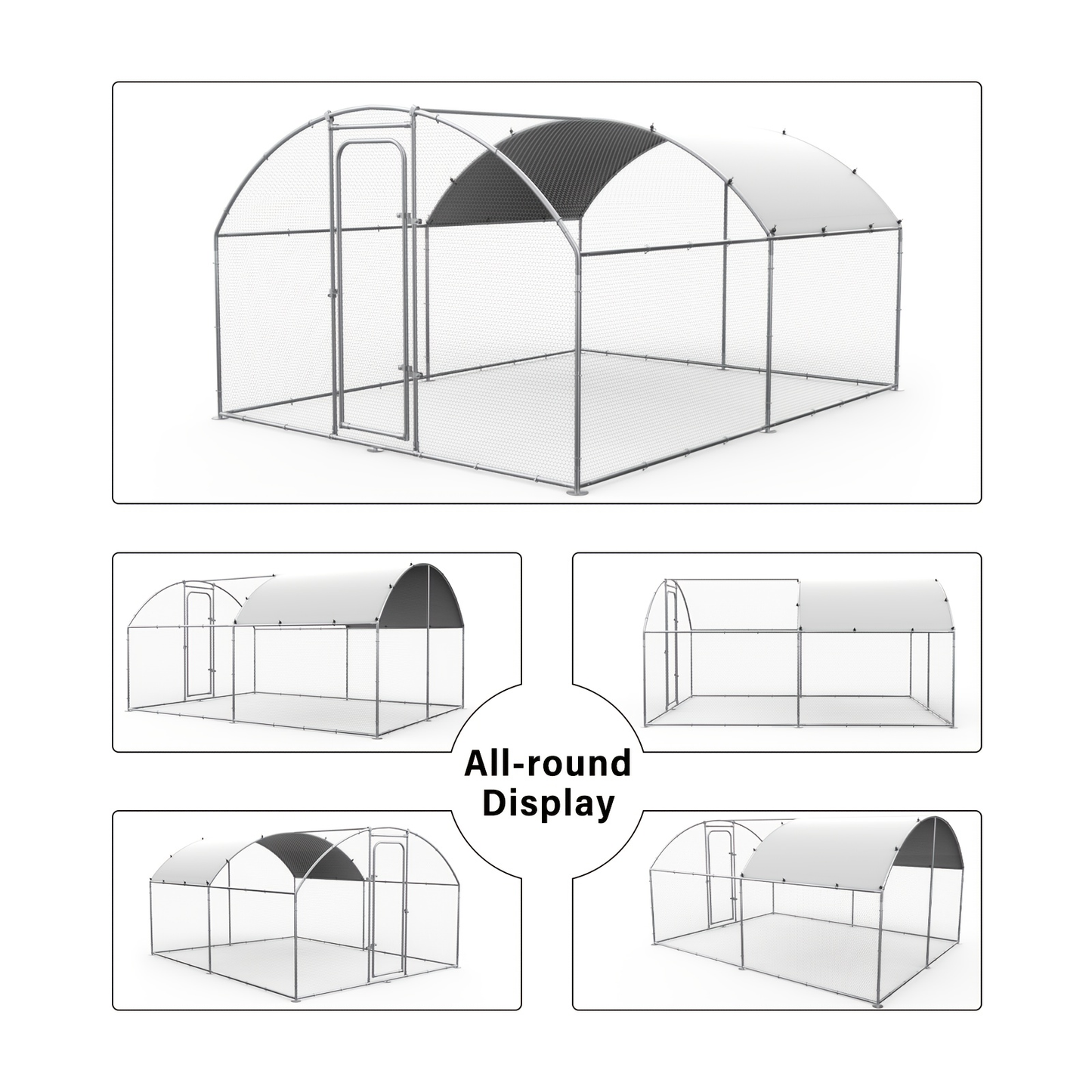 Walk-in Chicken Pen Large Metal Outdoor Poultry Enclosure Cover Yard Cage for Chickens Ducks Rabbits 3 Sizes Available
