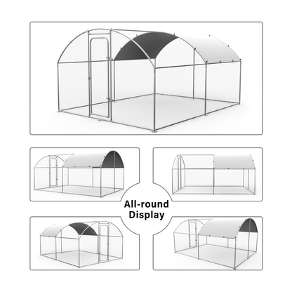 Walk-in Chicken Pen Large Metal Outdoor Poultry Enclosure Cover Yard Cage for Chickens Ducks Rabbits 3 Sizes Available